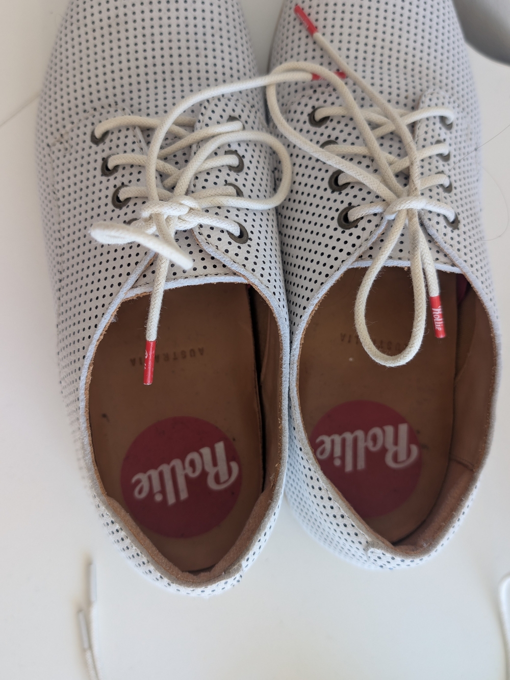 2 Pairs Australian Brand Rollie Zebra-Accent Lace-Up Flats in Black and White - Picture 4 of 12